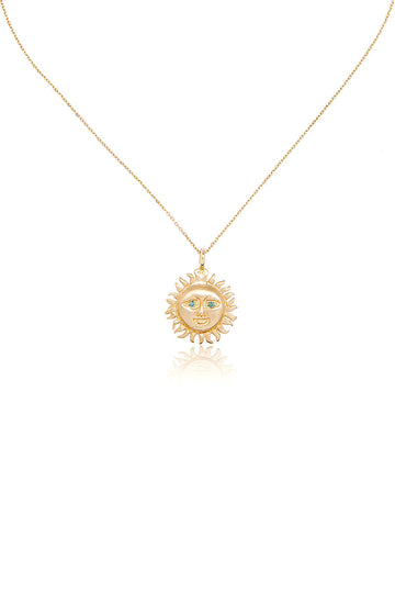 L.A. STEIN Green Diamond Sun Pendant Necklace