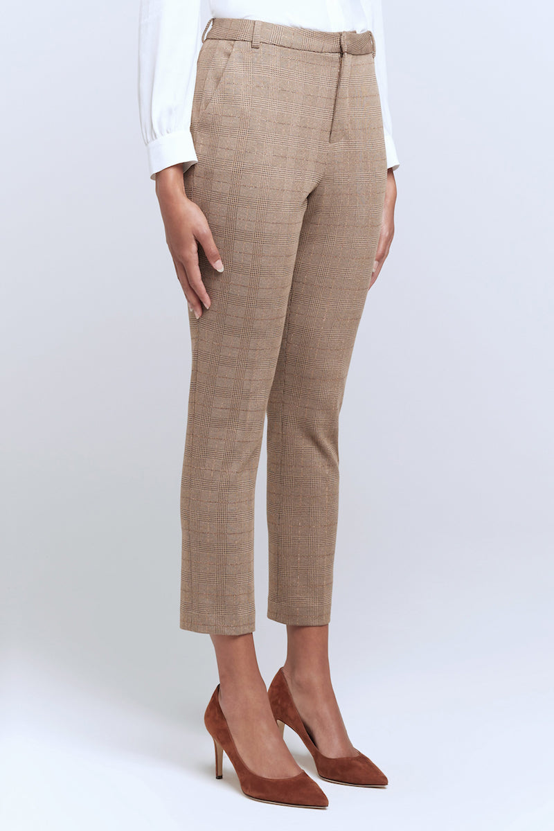 L'AGENCE Ludivine Trouser in Honey/Ginger Plaid
