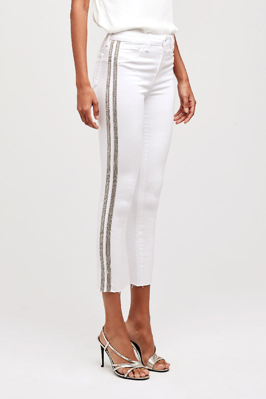 L'AGENCE Margot High Rise Double Crystal in Blanc