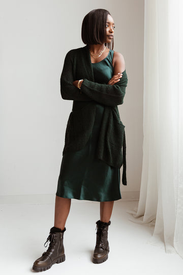 MAX MARA LEISURE Talete Dress in Dark Green
