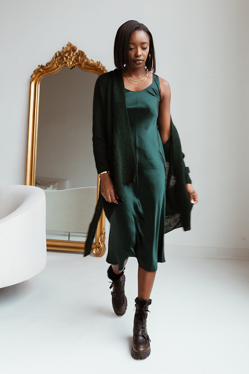 MAX MARA LEISURE Talete Dress in Dark Green