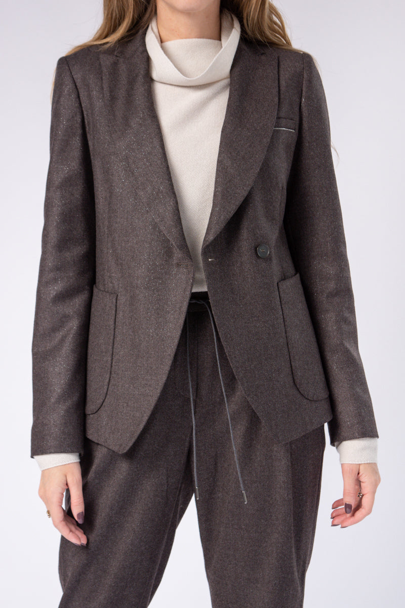 FABIANA FILIPPI Gamma Broadcloth Blazer Jacket in Brown