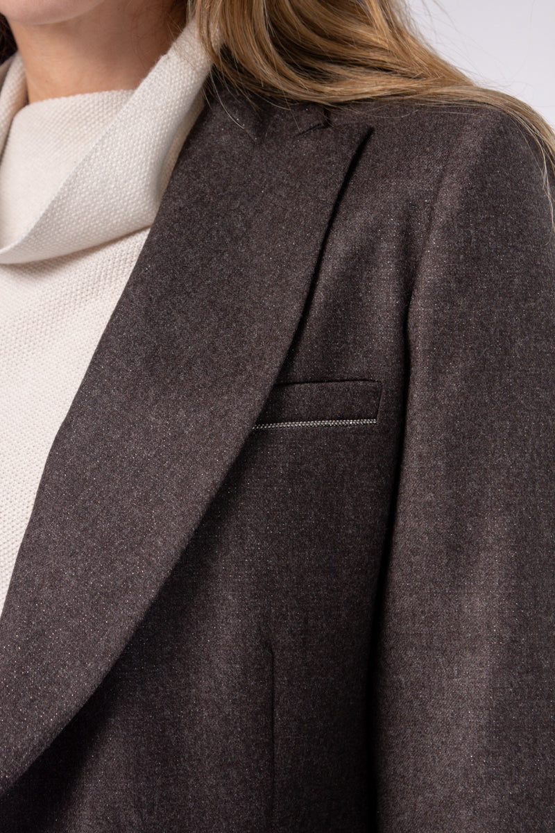 FABIANA FILIPPI Gamma Broadcloth Blazer Jacket in Brown