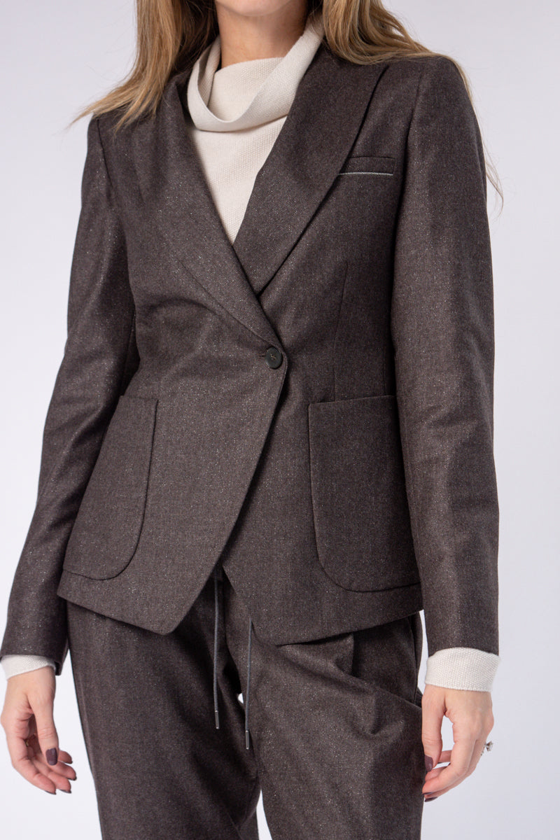 FABIANA FILIPPI Gamma Broadcloth Blazer Jacket in Brown