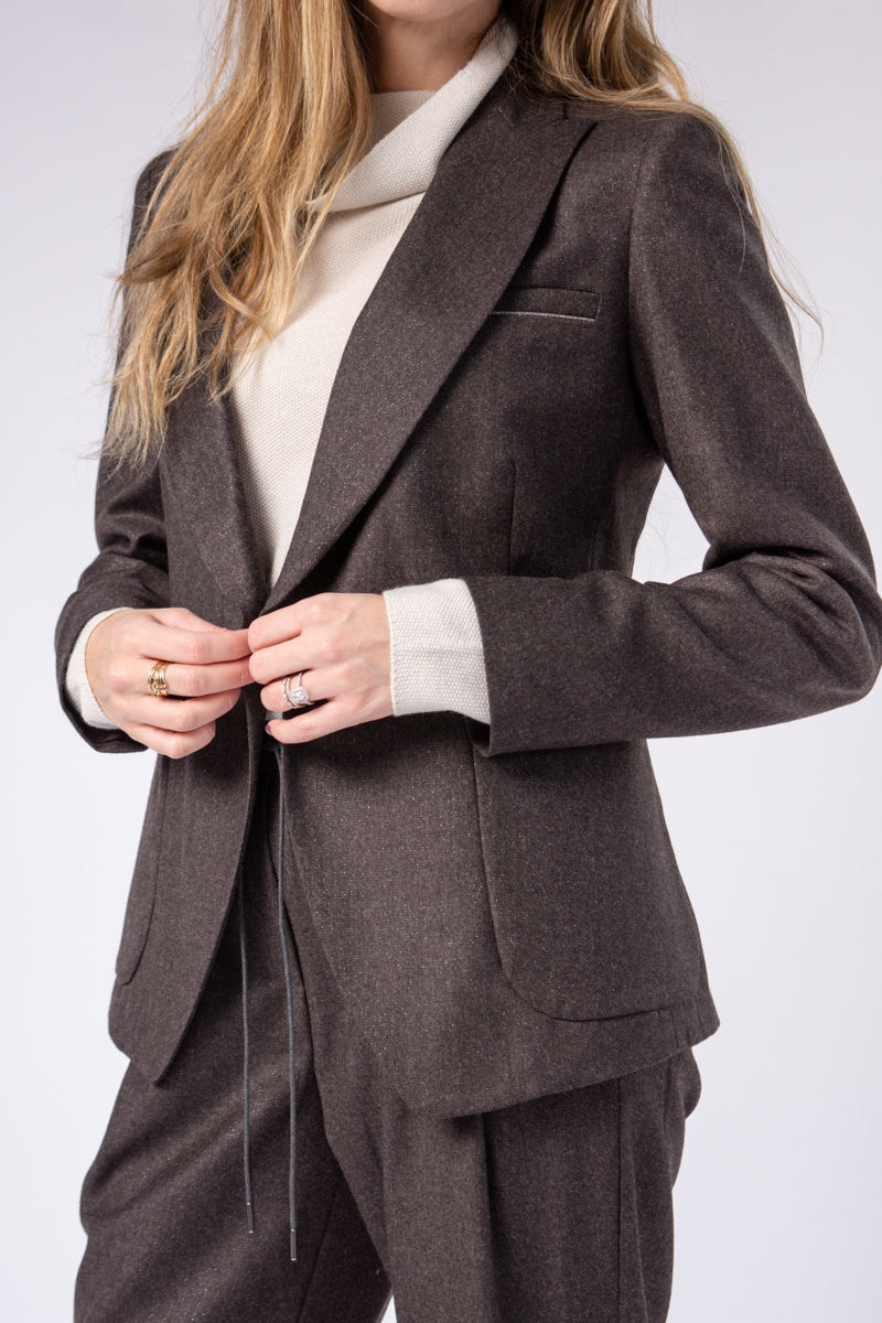 FABIANA FILIPPI Gamma Broadcloth Blazer Jacket in Brown