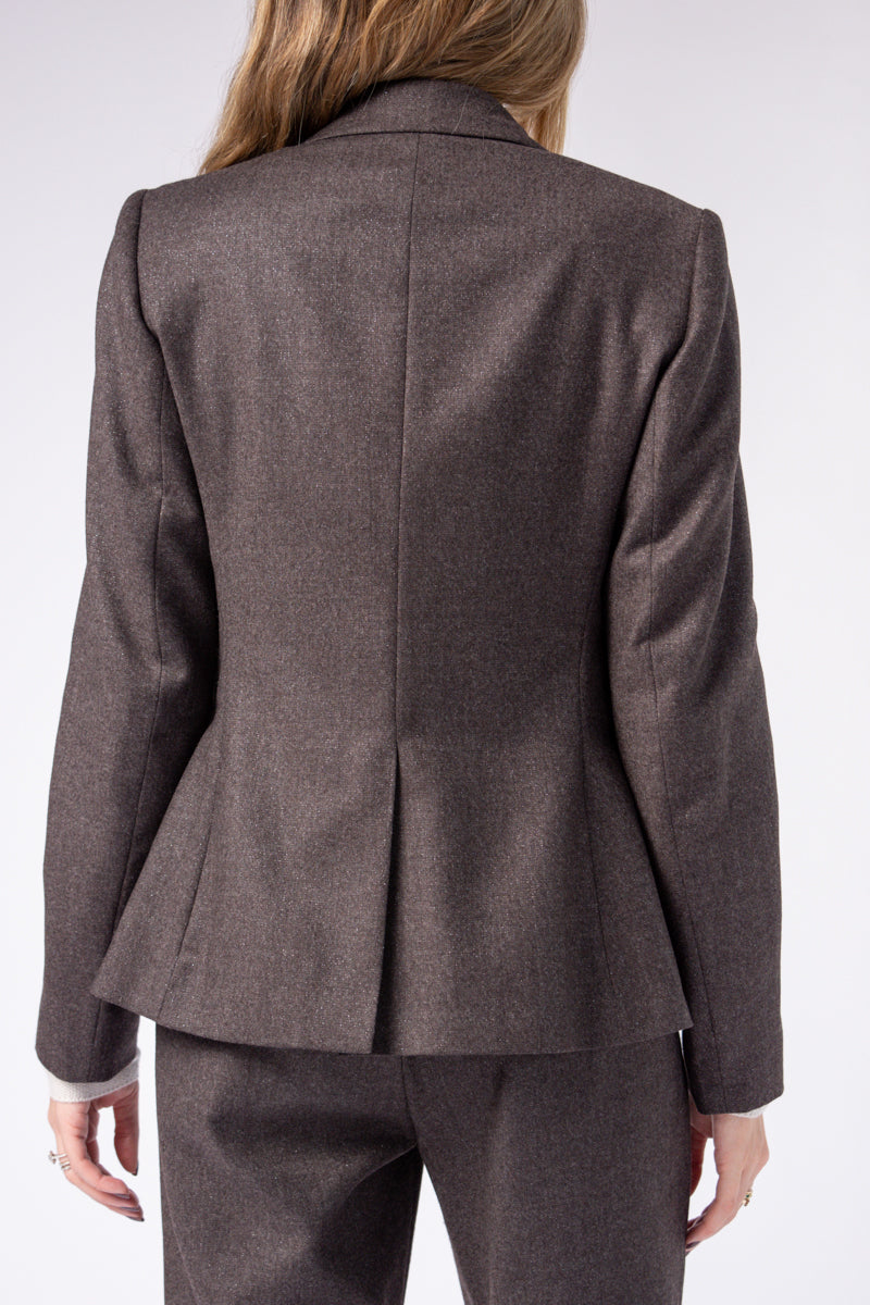 FABIANA FILIPPI Gamma Broadcloth Blazer Jacket in Brown