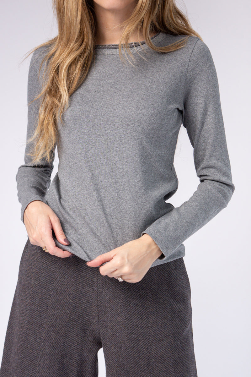 FABIANA FILIPPI Embellished Top in Light Grey
