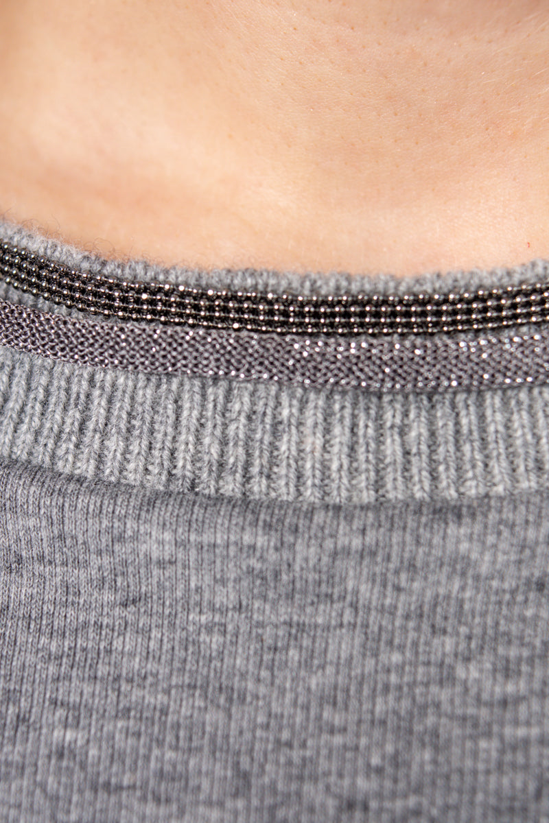 FABIANA FILIPPI Embellished Top in Light Grey