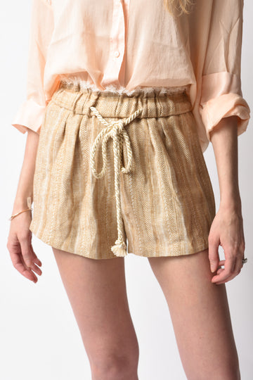 FORTE FORTE Cotton Linen Herringbone Short in Ambra