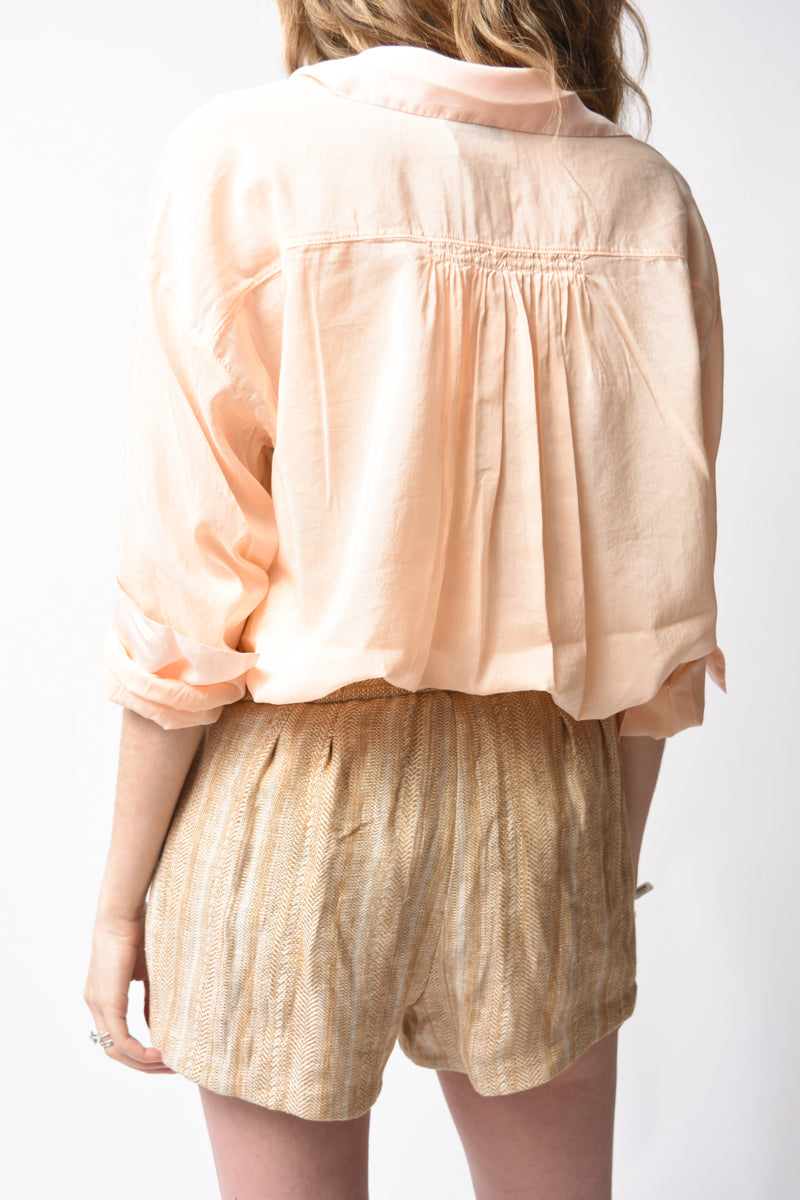 FORTE FORTE Cotton Linen Herringbone Short in Ambra