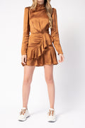 IRO Osium Ruffled Mini Dress in Camel