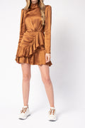 IRO Osium Ruffled Mini Dress in Camel