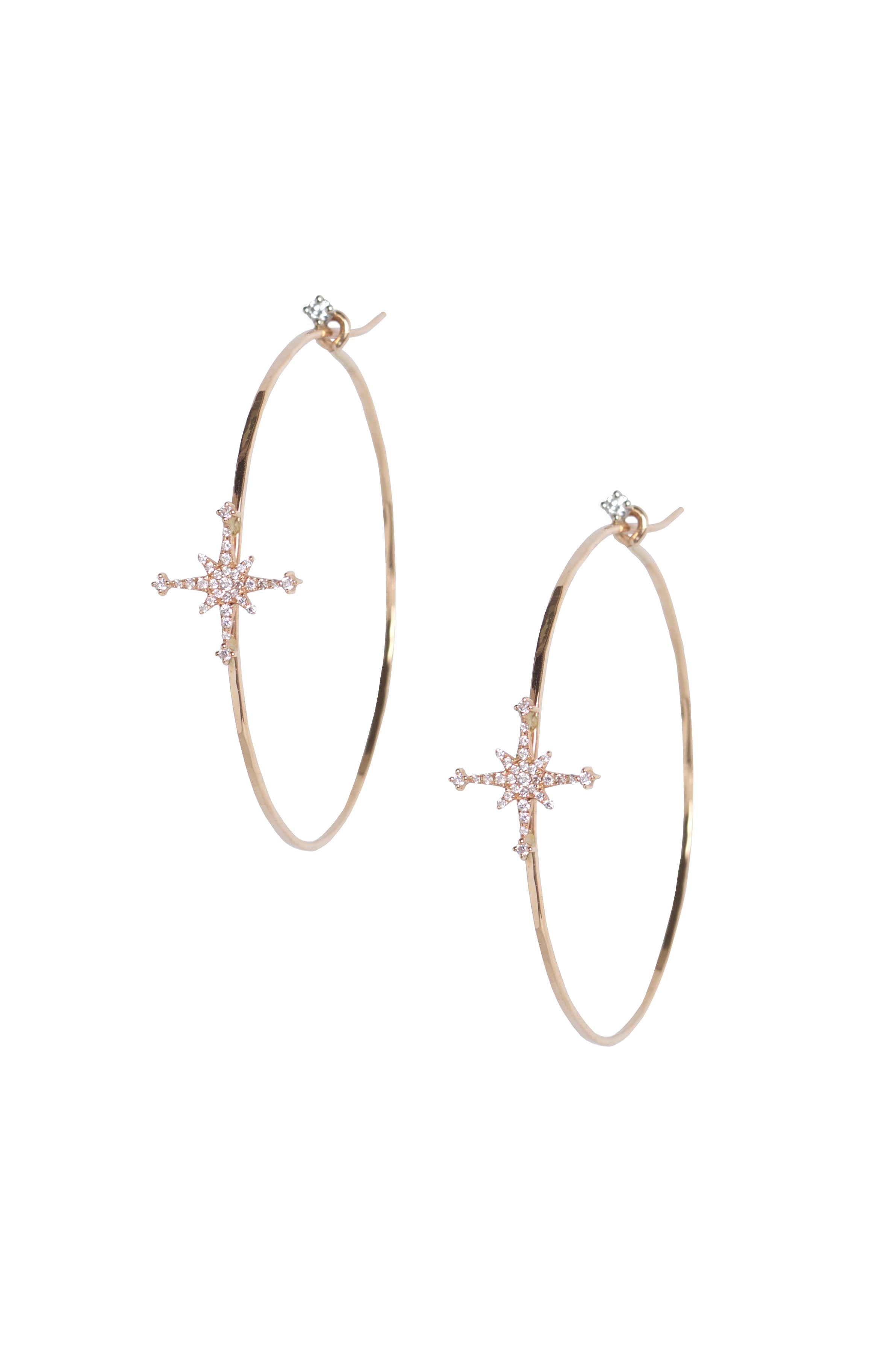 Diamond Stella Star Large Hoops Rose Gold