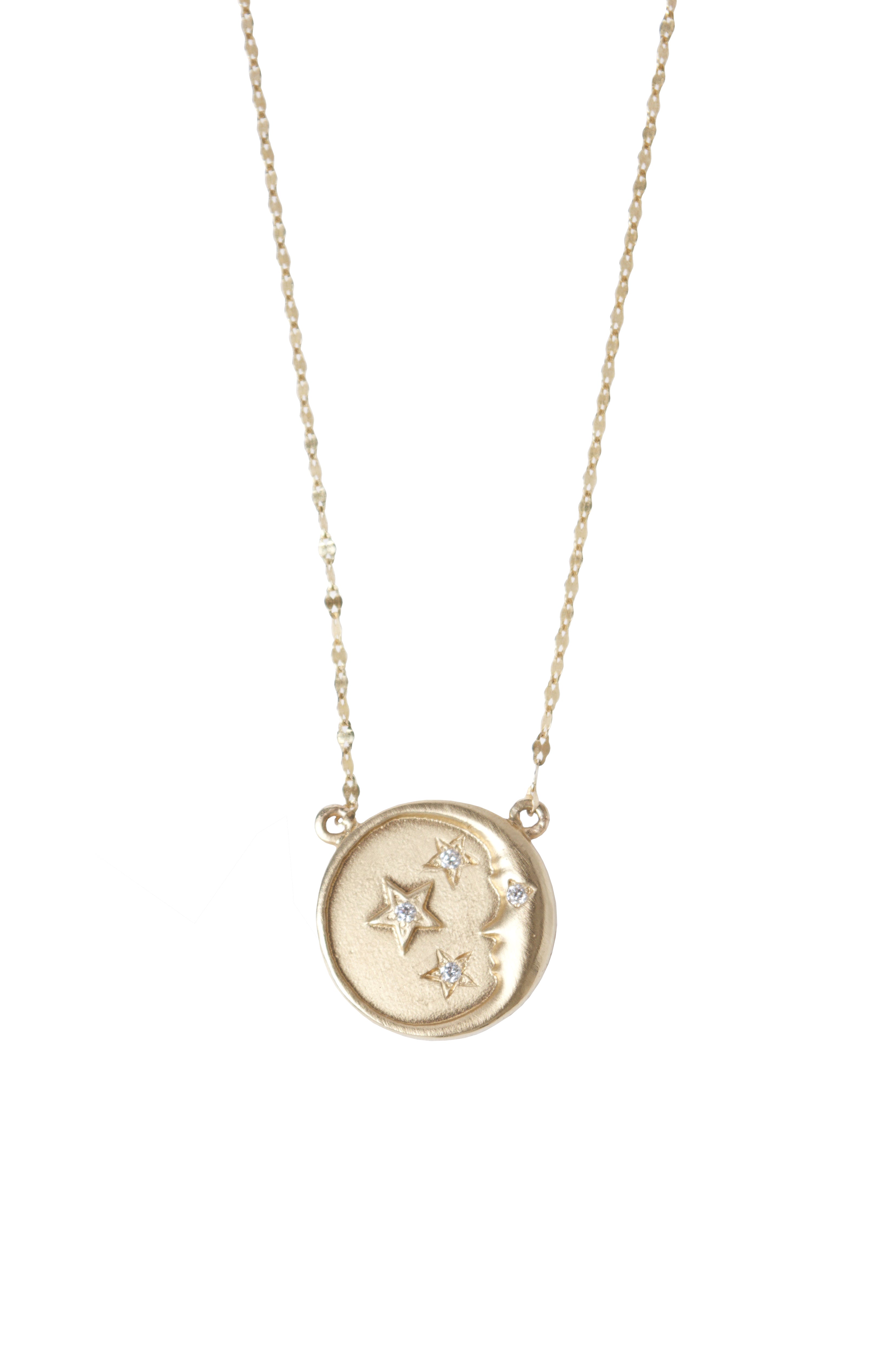 Man in the Moon and Stars Pendant Necklace