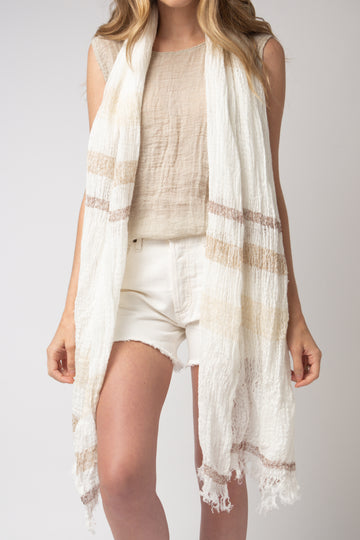 LA BOTTEGA DI BRUNELLA Scialle Riga Brown Scarf in Latte