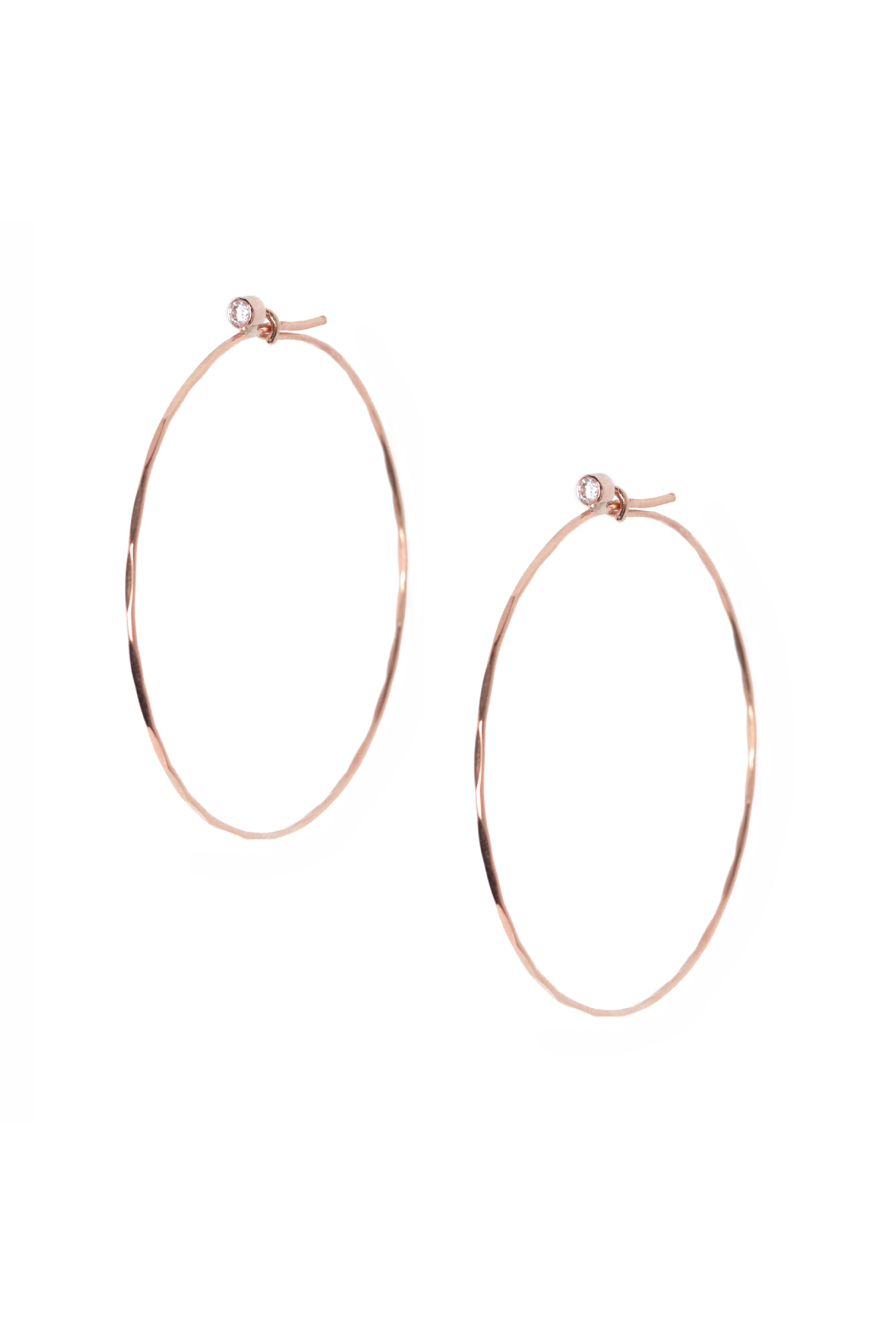 L.A. STEIN Diamond Studded Large Jessica Hoops in 18k Rose Gold