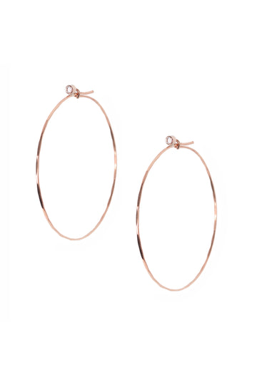 L.A. STEIN Diamond Studded Large Jessica Hoops in 18k Rose Gold