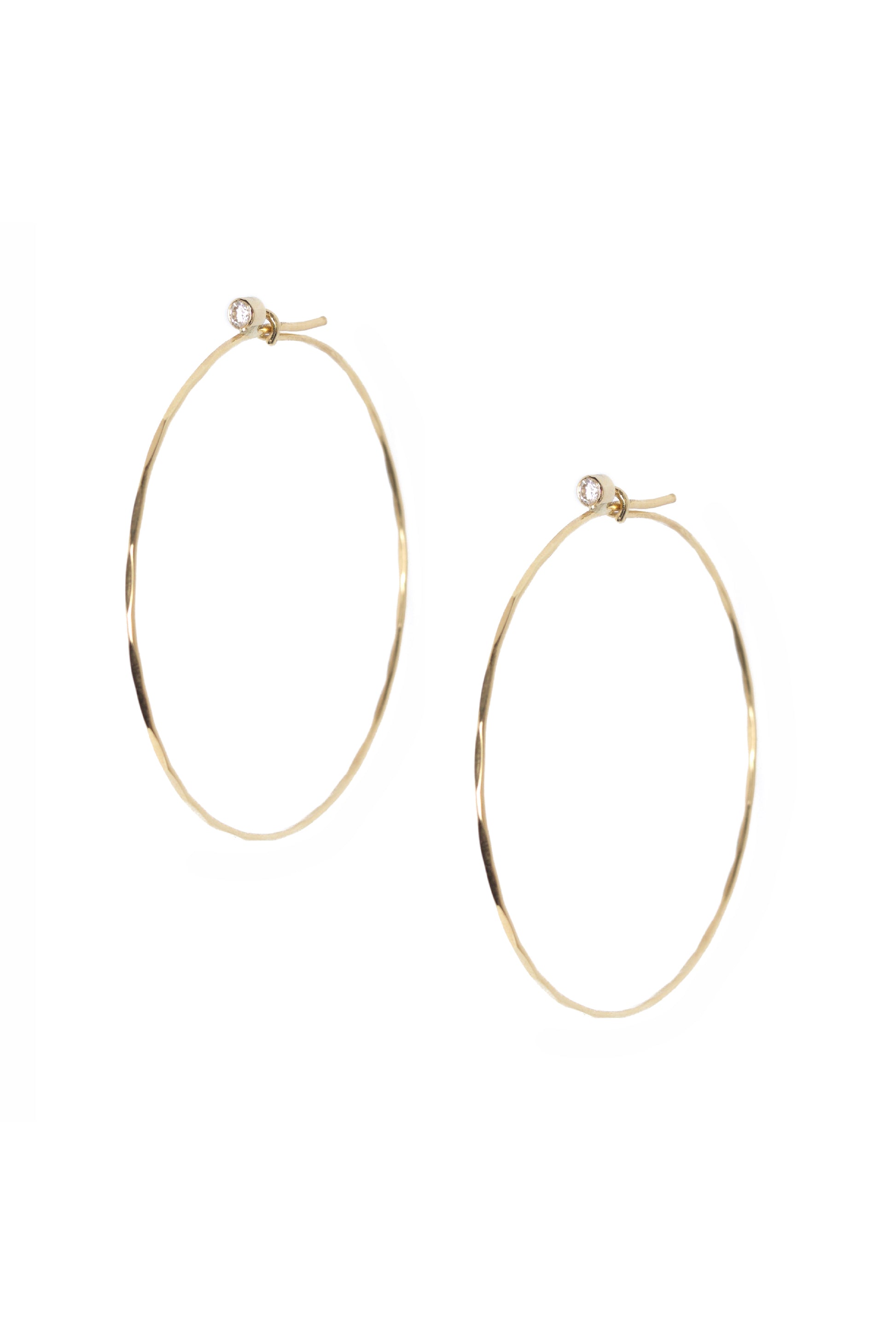L.A. STEIN Diamond Studded Large Jessica Hoops in 18k Yellow Gold