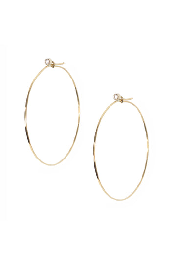 L.A. STEIN Diamond Studded Large Jessica Hoops in 18k Yellow Gold