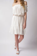 NSF Niara Short Sleeve Peasant Dress in White