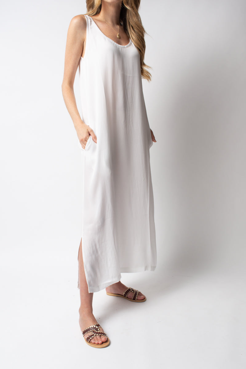 PRIVATE 0204 Silk Tank Maxi Dress in White