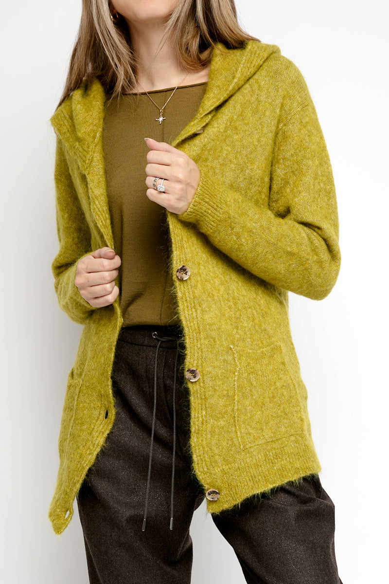 TANDEM Hooded Cardigan in Cactus