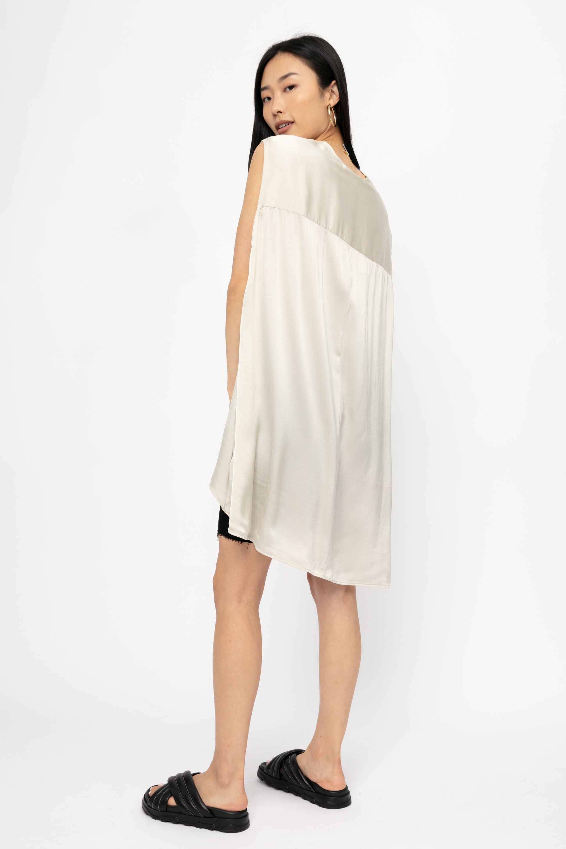 TANDEM Silk Tunic Top in Sand