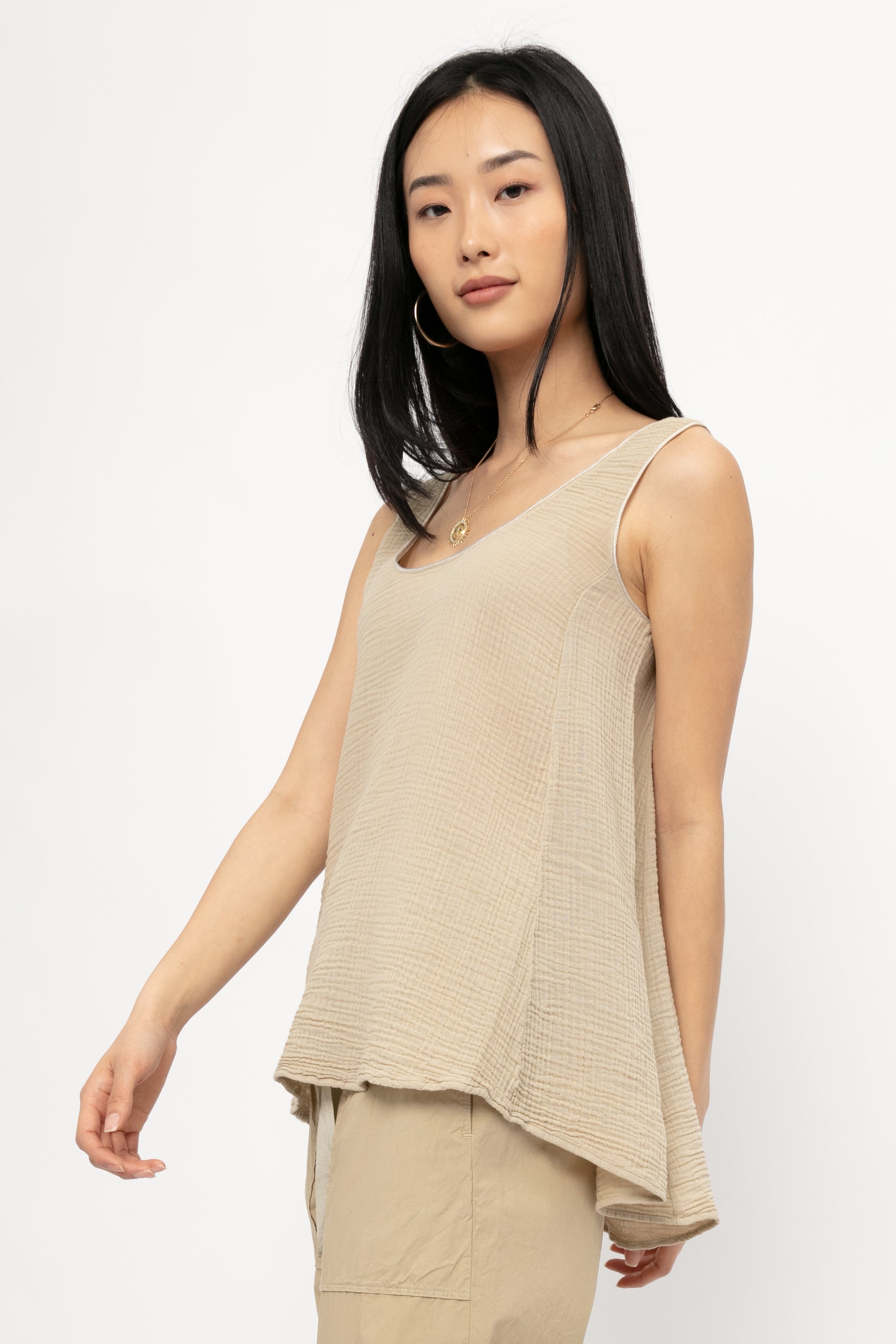 TANDEM Flared Muslin Top in Bamboo