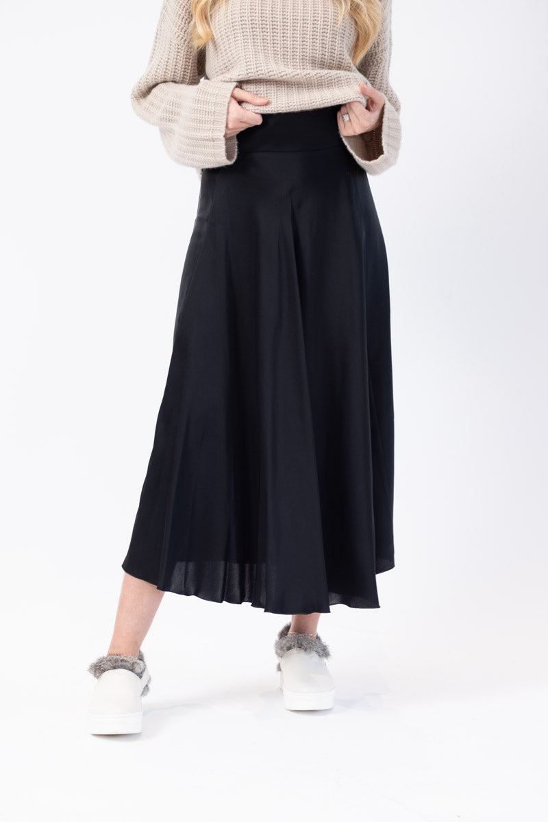 Roberto Collina Long Woven Skirt in Dark Navy