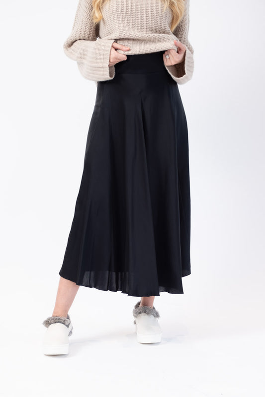 Roberto Collina Long Woven Skirt in Dark Navy