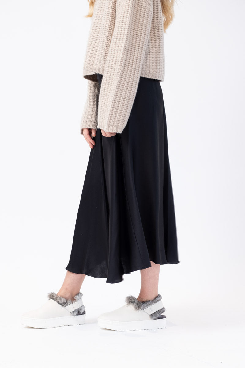 Roberto Collina Long Woven Skirt in Dark Navy