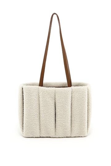 THEMOIRè Kore Eco Fur Bag in Milk and Brown