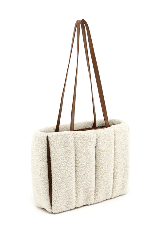 THEMOIRè Kore Eco Fur Bag in Milk and Brown