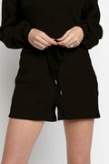 THE RANGE Jumbo Stark Thermal Drawstring Short in Jet Black