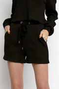 THE RANGE Jumbo Stark Thermal Drawstring Short in Jet Black