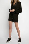 THE RANGE Jumbo Stark Thermal Drawstring Short in Jet Black