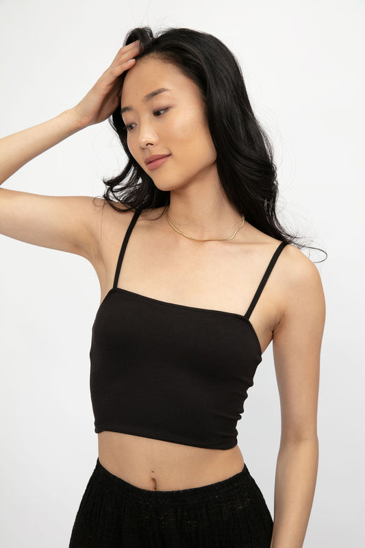 THE RANGE Modal Jersey No Bra Club Cropped Cami in Jet Black