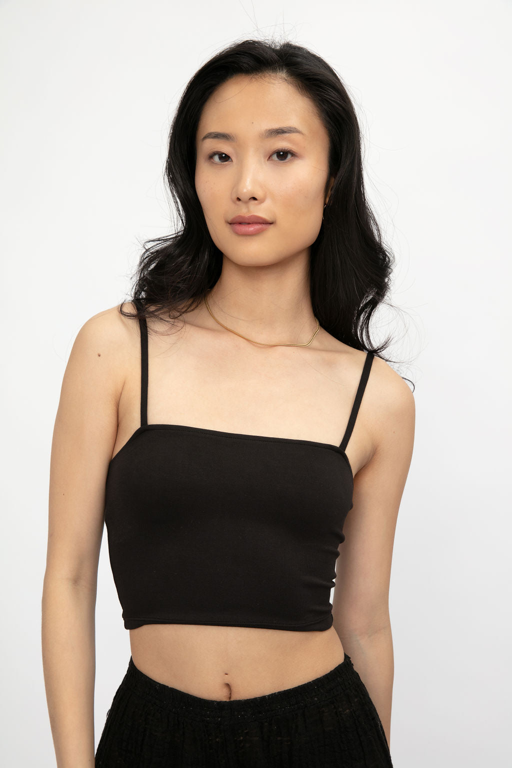 THE RANGE Modal Jersey No Bra Club Cropped Cami in Jet Black