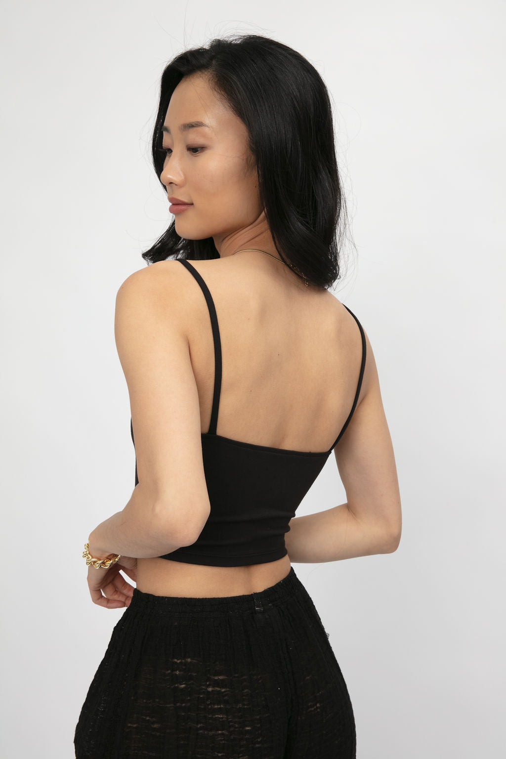 THE RANGE Modal Jersey No Bra Club Cropped Cami in Jet Black