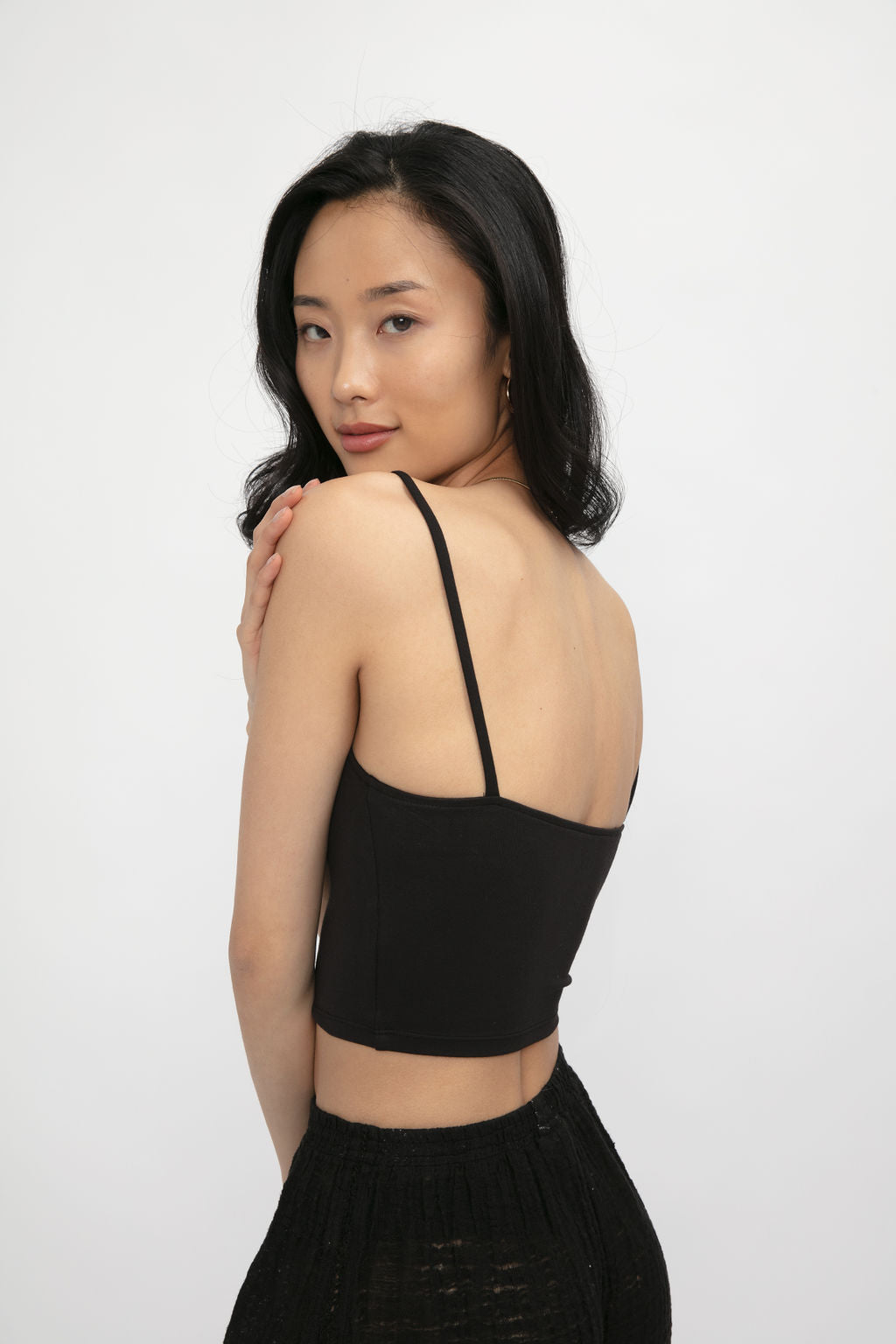 THE RANGE Modal Jersey No Bra Club Cropped Cami in Jet Black