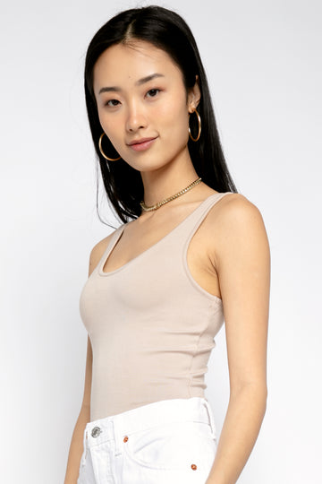 THE RANGE No Bra Club Tank in Saddle