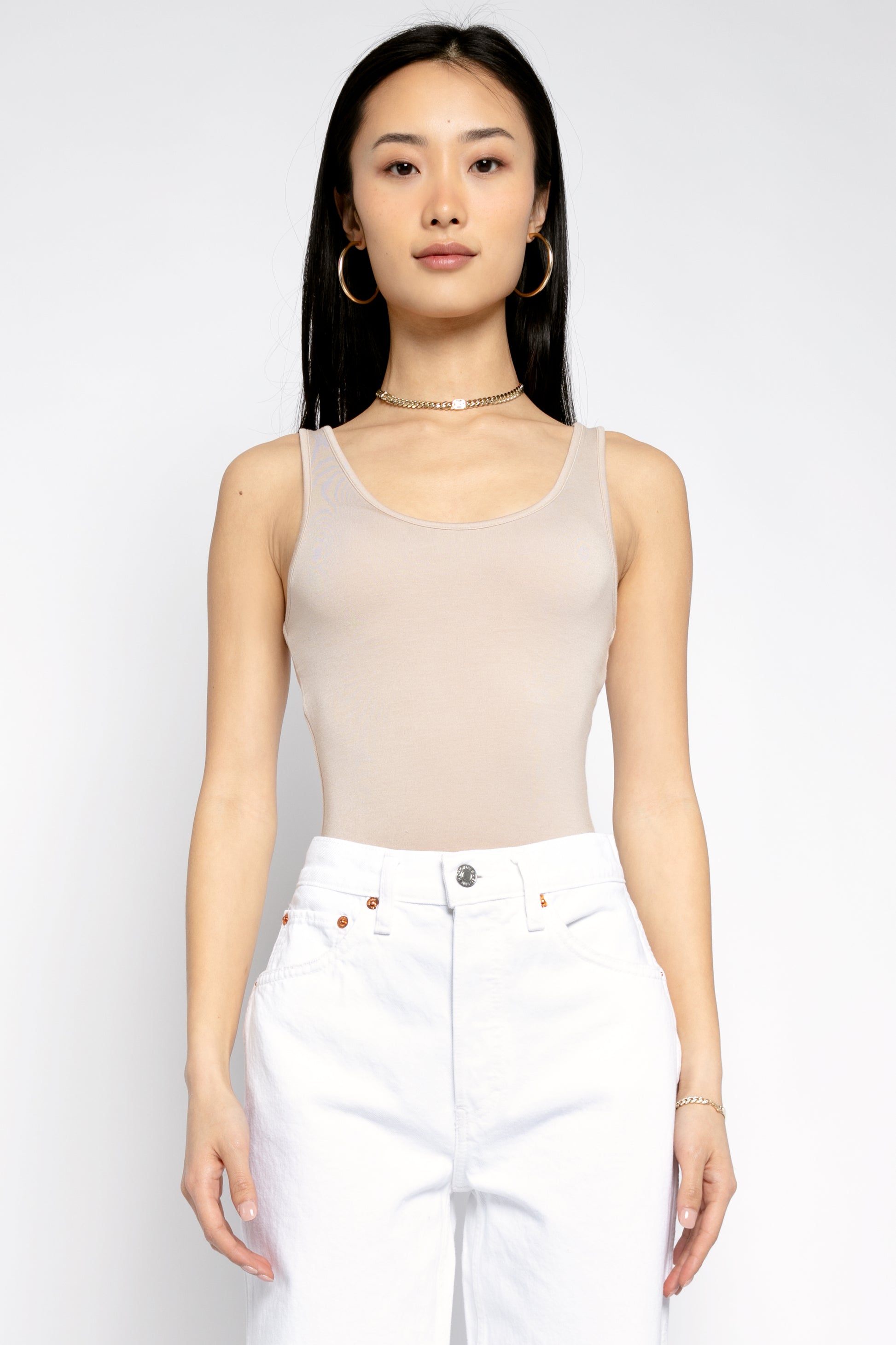 THE RANGE No Bra Club Tank in Saddle
