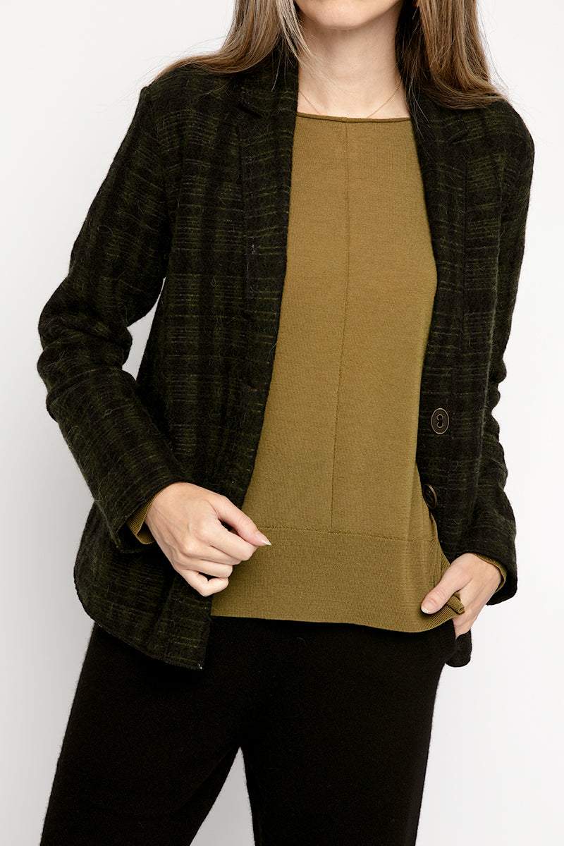 TRANSIT Blazer Jacket in Green and Black Plaid