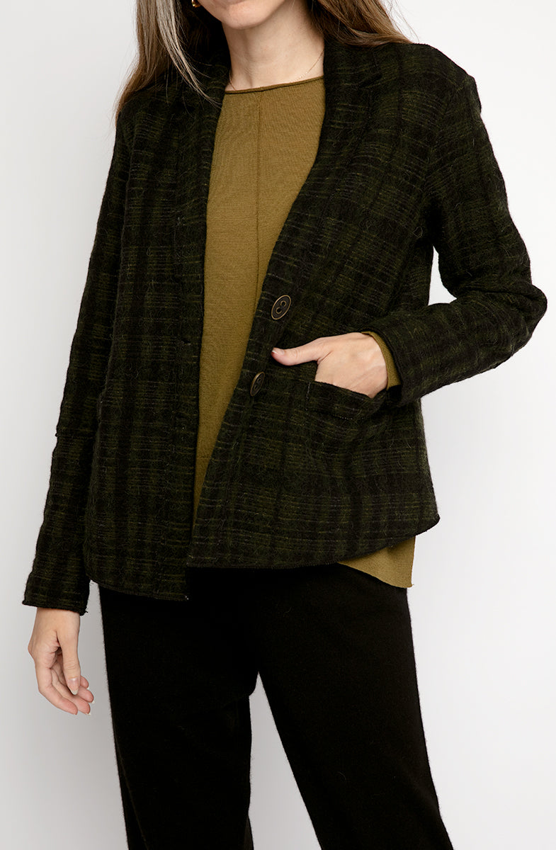 TRANSIT Blazer Jacket in Green and Black Plaid