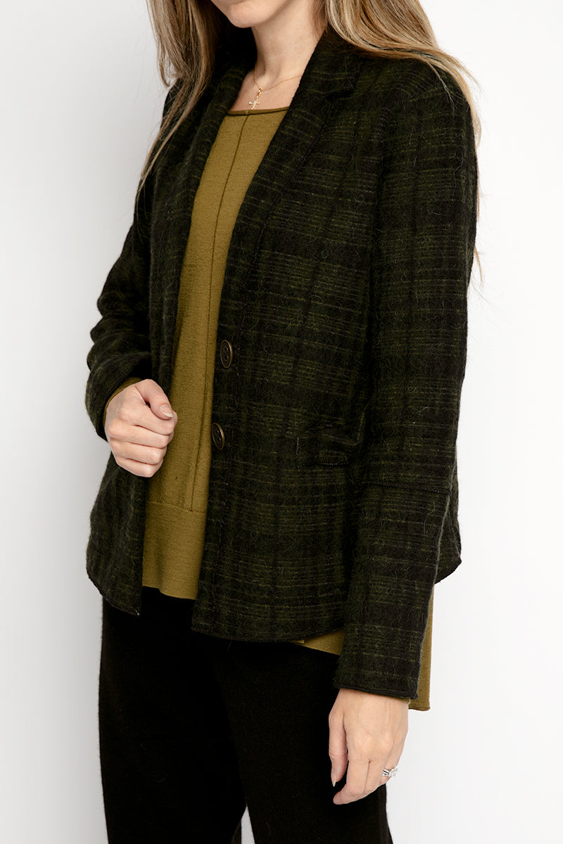 TRANSIT Blazer Jacket in Green and Black Plaid