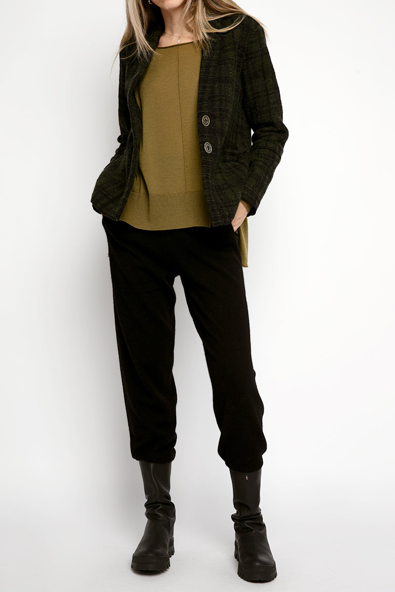 TRANSIT Blazer Jacket in Green and Black Plaid