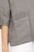 TRANSIT Linen Button Down Shirt in Grey