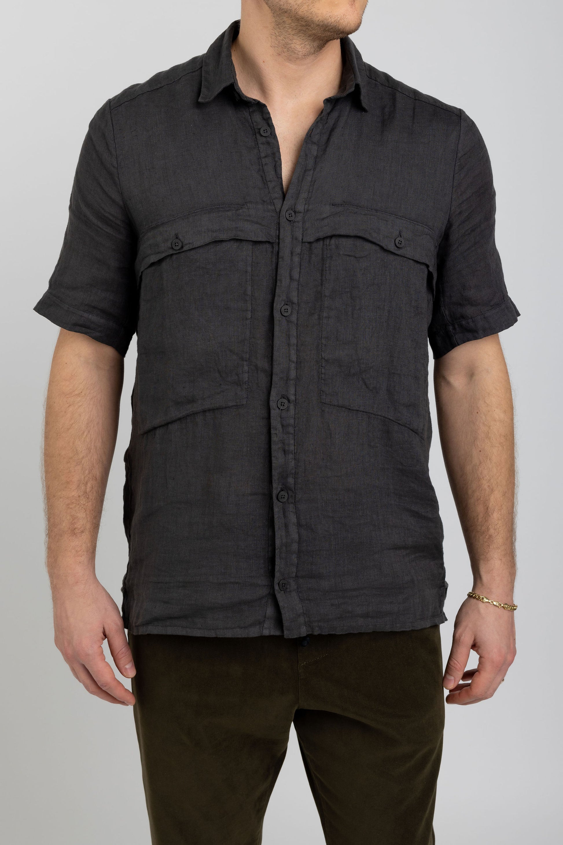 TRANSIT Linen Shirt in Charcoal