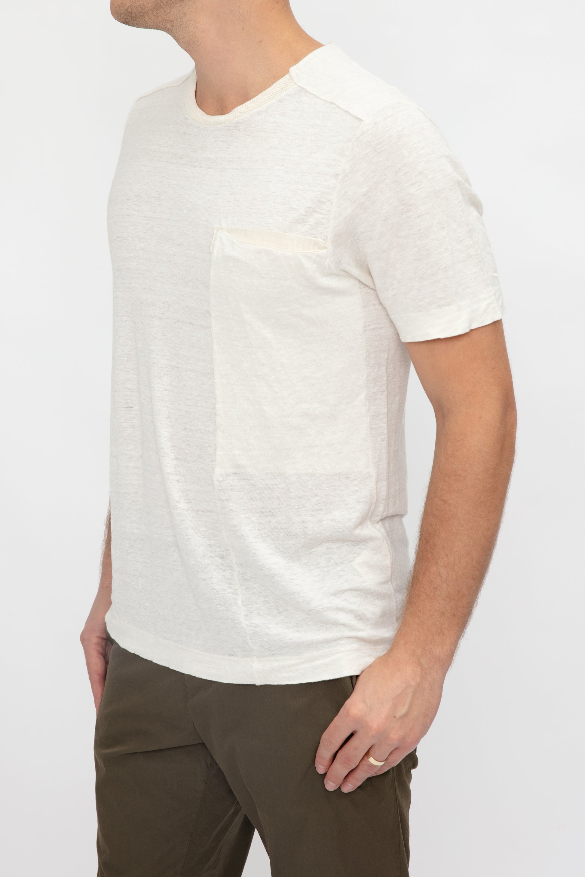 TRANSIT Linen T-Shirt in Ice