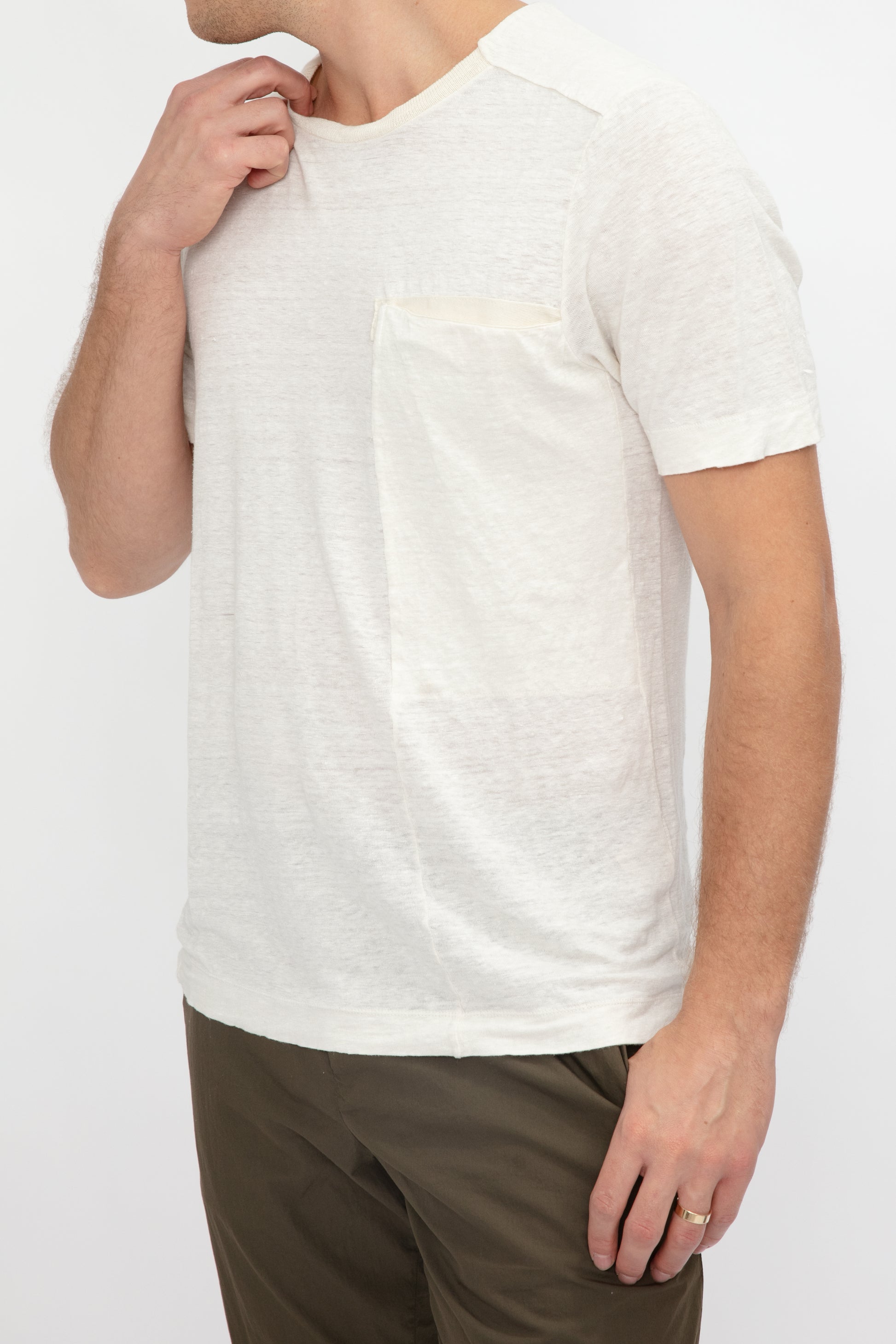 TRANSIT Linen T-Shirt in Ice